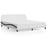 Wit/Zwart Kunstleer Bedframe 180x200 cm - 47% Korting