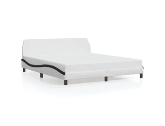 Wit/Zwart Kunstleer Bedframe 180x200 cm - 47% Korting