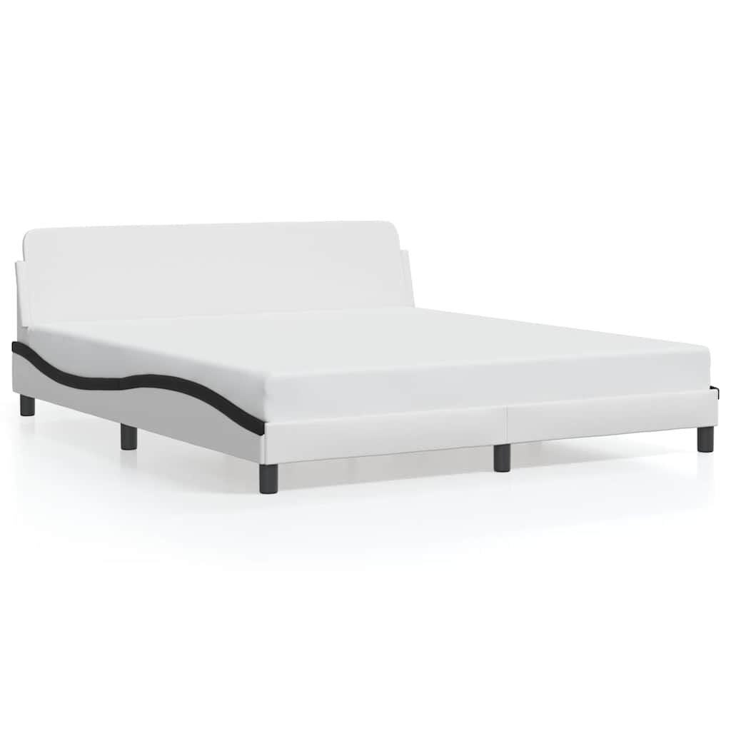 Wit/Zwart Kunstleer Bedframe 180x200 cm - 47% Korting