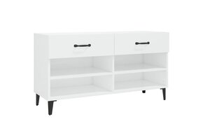 Schoenenkast Bewerkt Hout Hoogglans Wit 102x35x55 cm - 33% Korting!