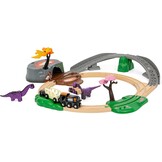 BRIO World Dinosaur Adventure Train Set for Kids Age 3 Years Up, Wooden Railway Accessories and Add Ons | dinosaur themed set, compatible with brio world sets, encourages imaginative play, durable wooden design
