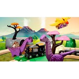 BRIO World Dinosaur Adventure Train Set for Kids Age 3 Years Up, Wooden Railway Accessories and Add Ons | dinosaur themed set, compatible with brio world sets, encourages imaginative play, durable wooden design