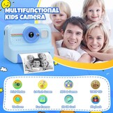 HiMont Instant Kinderfotocamera, HD/1080P Instantcamera voor Kinderen met 32G-Kaart en Printpapier, Kinderfotocamera Leuk Speelgoedcadeau voor Kinderen van 3 tot 12 Jaar