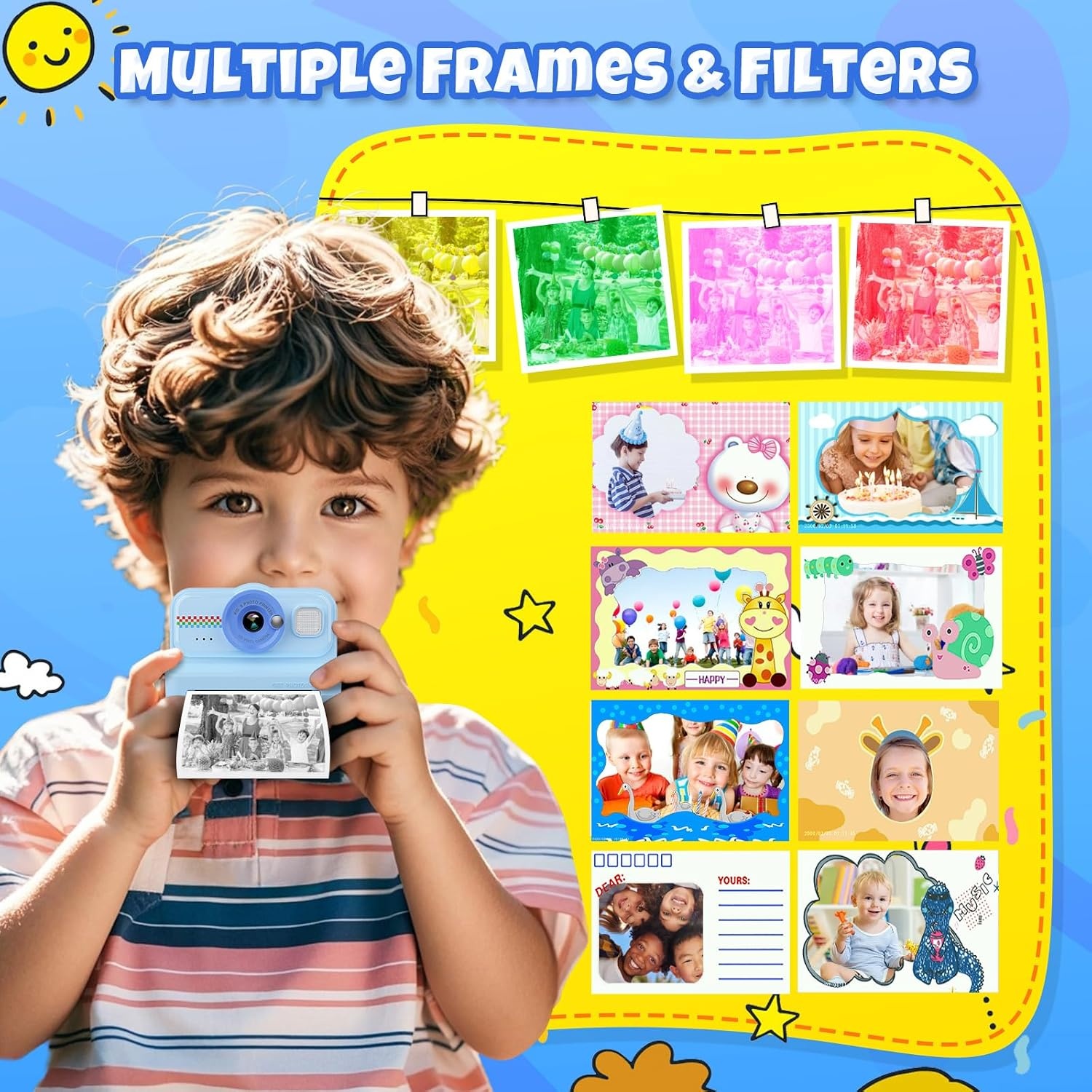 HiMont Instant Kinderfotocamera, HD/1080P Instantcamera voor Kinderen met 32G-Kaart en Printpapier, Kinderfotocamera Leuk Speelgoedcadeau voor Kinderen van 3 tot 12 Jaar