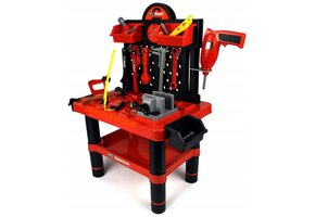 Grote Speelgoed Werkbank met 52 Accessoires | Rood Zwart | 46% Korting
