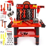 Grote Kinder Werkbank met 52 Accessoires & Bankschroef - Rood/Zwart (34% Korting)