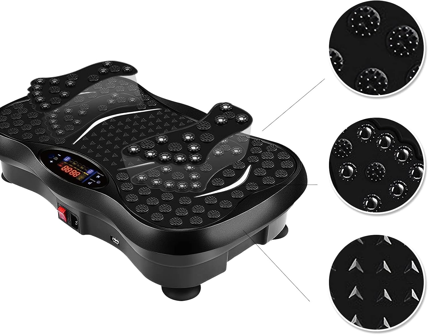EVOLAND Trilplaat trilapparaten met 5 trainingsprogramma's tot 99 intensiteitsniveaus, bluetooth-luidspreker, weerstandsbanden met handgreep voor full-body training en lichaamsvorming