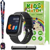 OKYUK 4G Smartwatch voor kinderen, smartwatch voor kinderen met GPS en telefoon, polshorloge voor jongens en meisjes, met video-telefoongesprek, berichten, schoolmodus, SOS-functie, camera en