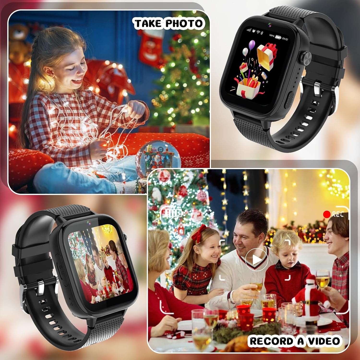 OKYUK 4G Smartwatch voor kinderen, smartwatch voor kinderen met GPS en telefoon, polshorloge voor jongens en meisjes, met video-telefoongesprek, berichten, schoolmodus, SOS-functie, camera en