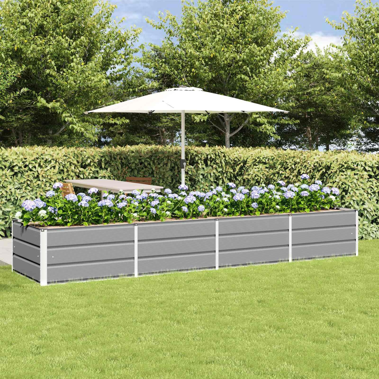 vidaXL Plantenbak Lichtgrijs 320 x 80 x 45 cm Staal