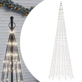vidaXL LED-Kerstboom aan Vlaggenmast - 500cm - Koud Wit - 86% Korting