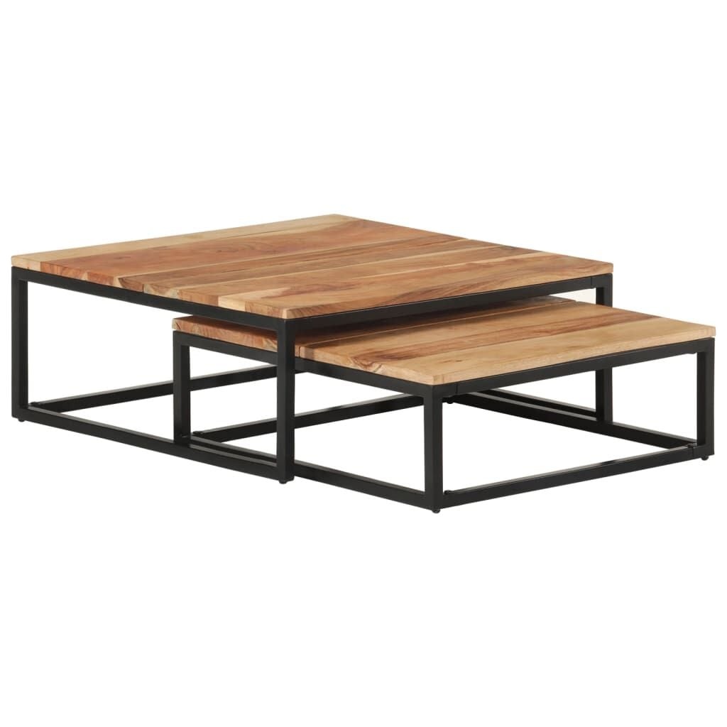 2-delige Salontafelset Massief Acaciahout - Industrieel Design - 35% Korting
