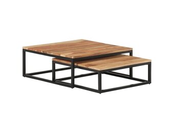 2-delige Salontafelset Massief Acaciahout - Industrieel Design - 35% Korting