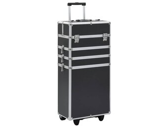 vidaXL Make-up Trolley Aluminium Zwart - 34% Korting!