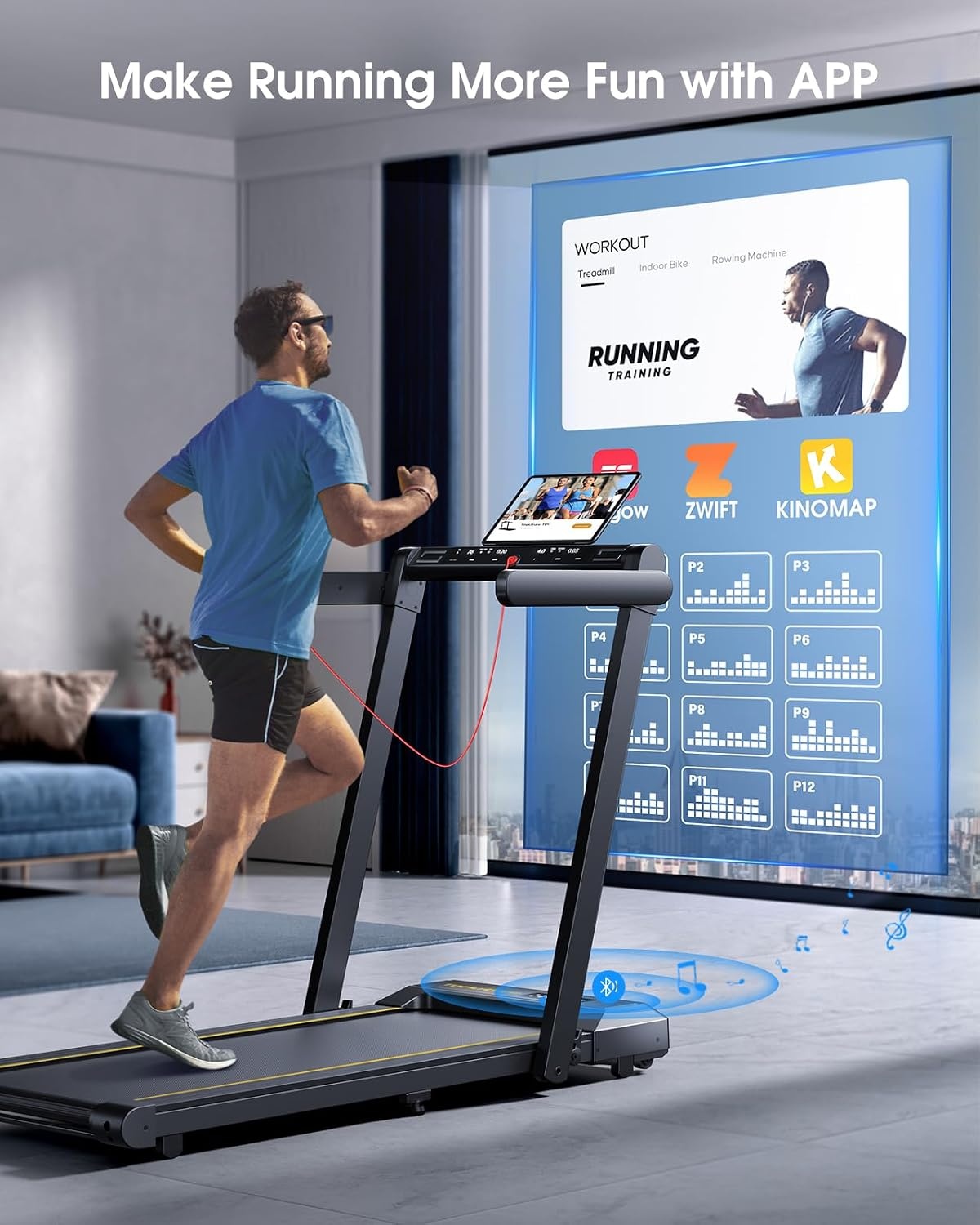TOPUTURE Loopband 16km/u - Indoor Fitness & Thuiskantoor