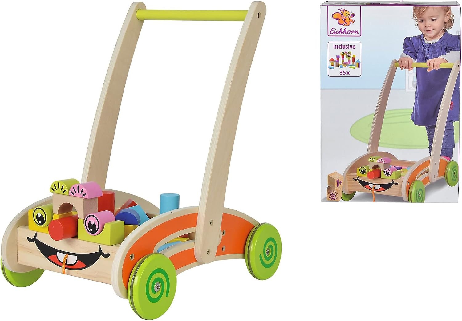 Eichhorn Houten Loopwagen met 35 Blokken, -33% Korting!