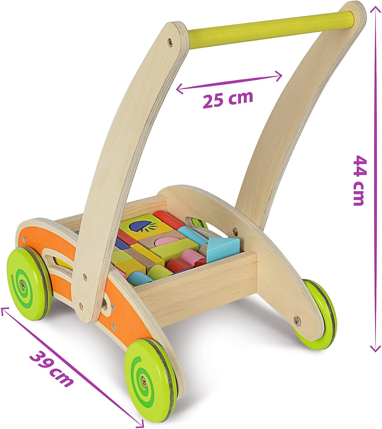Eichhorn Houten Loopwagen met 35 Blokken, -33% Korting!