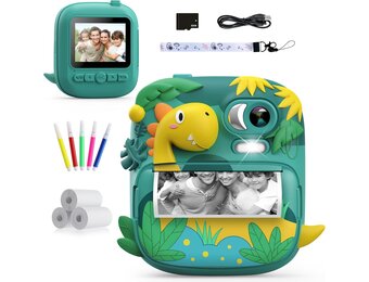 Dino Instant Print Camera voor Kinderen - Groen - 34% Korting