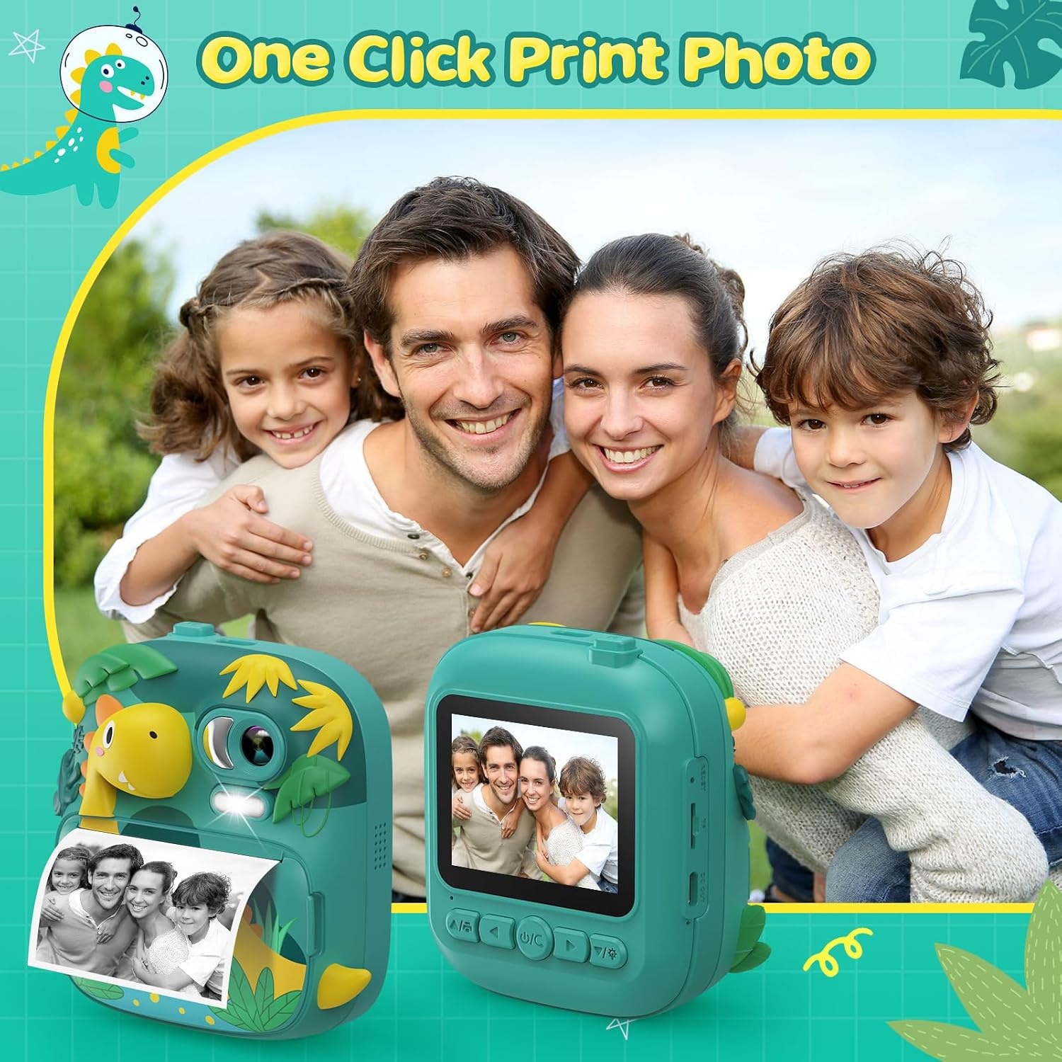 Dino Instant Print Camera voor Kinderen - Groen - 34% Korting