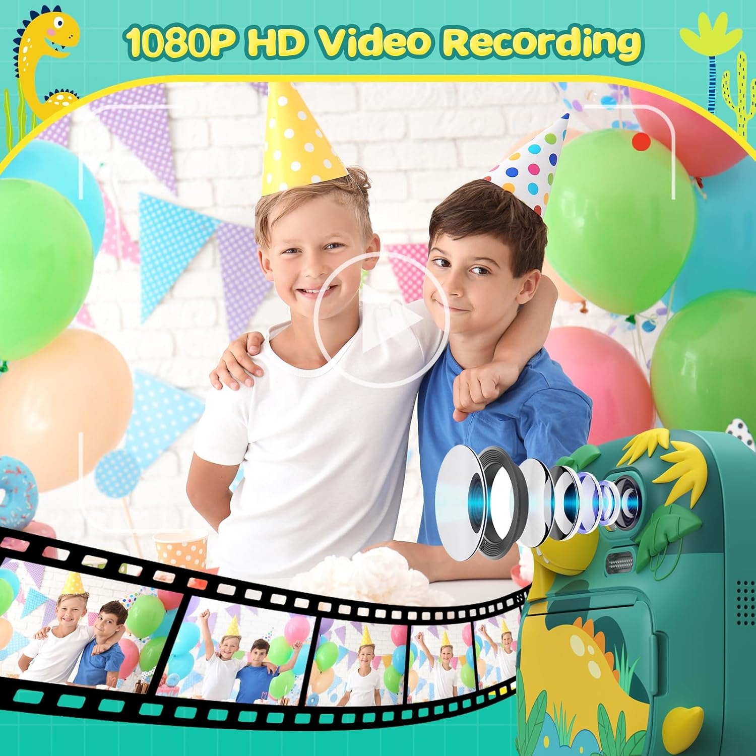 Dino Instant Print Camera voor Kinderen - Groen - 34% Korting