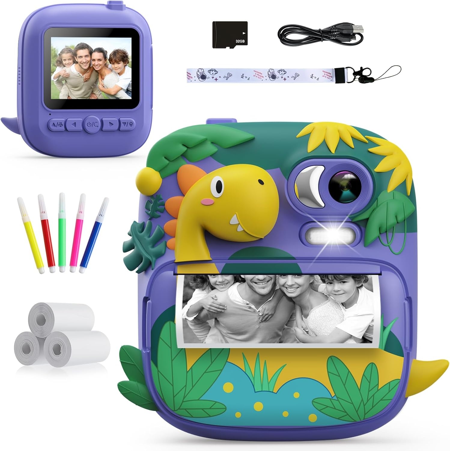 Dino Instant Print Camera voor Kinderen - Groen - 34% Korting