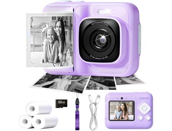 ETIKEZ Kindercamera met Direct Print - 48MP Paars - 34% Korting