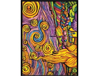 Colorvelvet Tekenset Van Gogh Sterrennacht 47x35 cm
