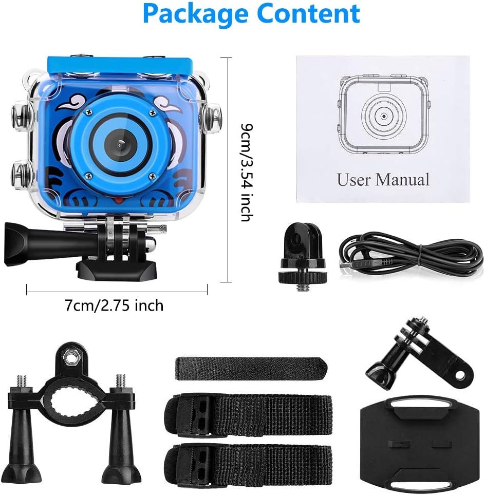 Kinder Onderwater Camera 1080P HD Waterdicht Blauw met Korting