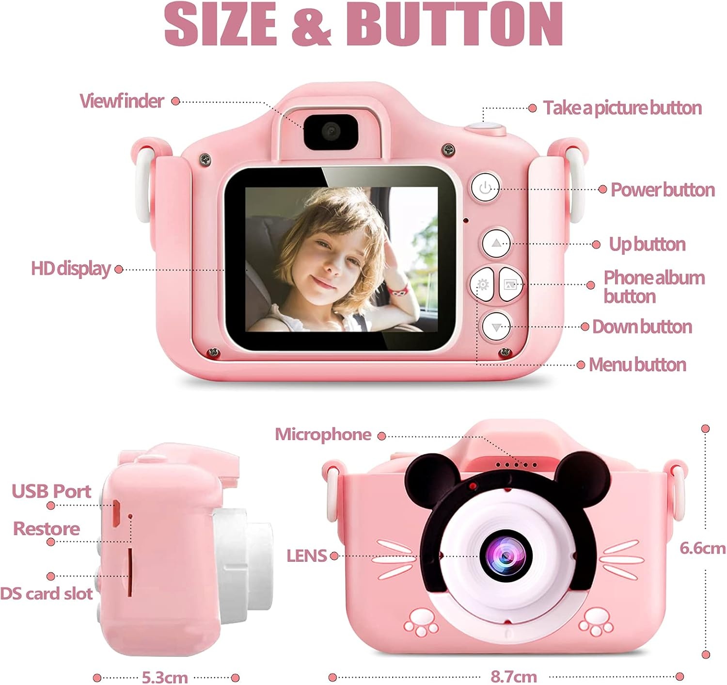 Yokiss Kinderfotocamera Roze - 1080p - 33% Korting