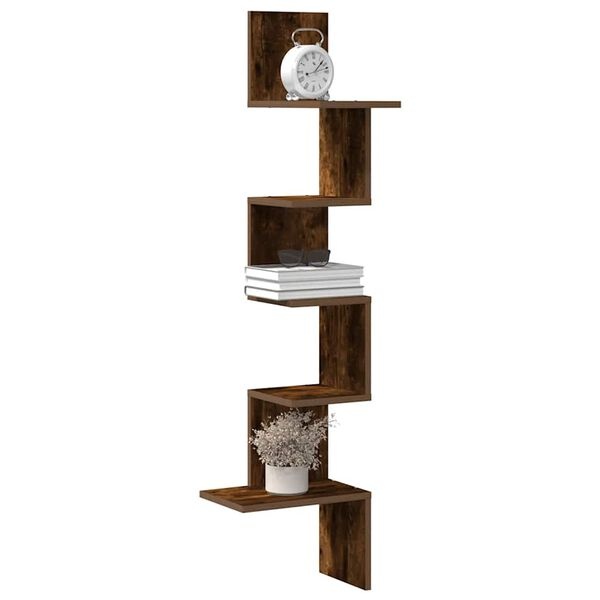 vidaXL Hoekwandschap Gerookt Eiken 32x32x127,5 cm - 34% Korting
