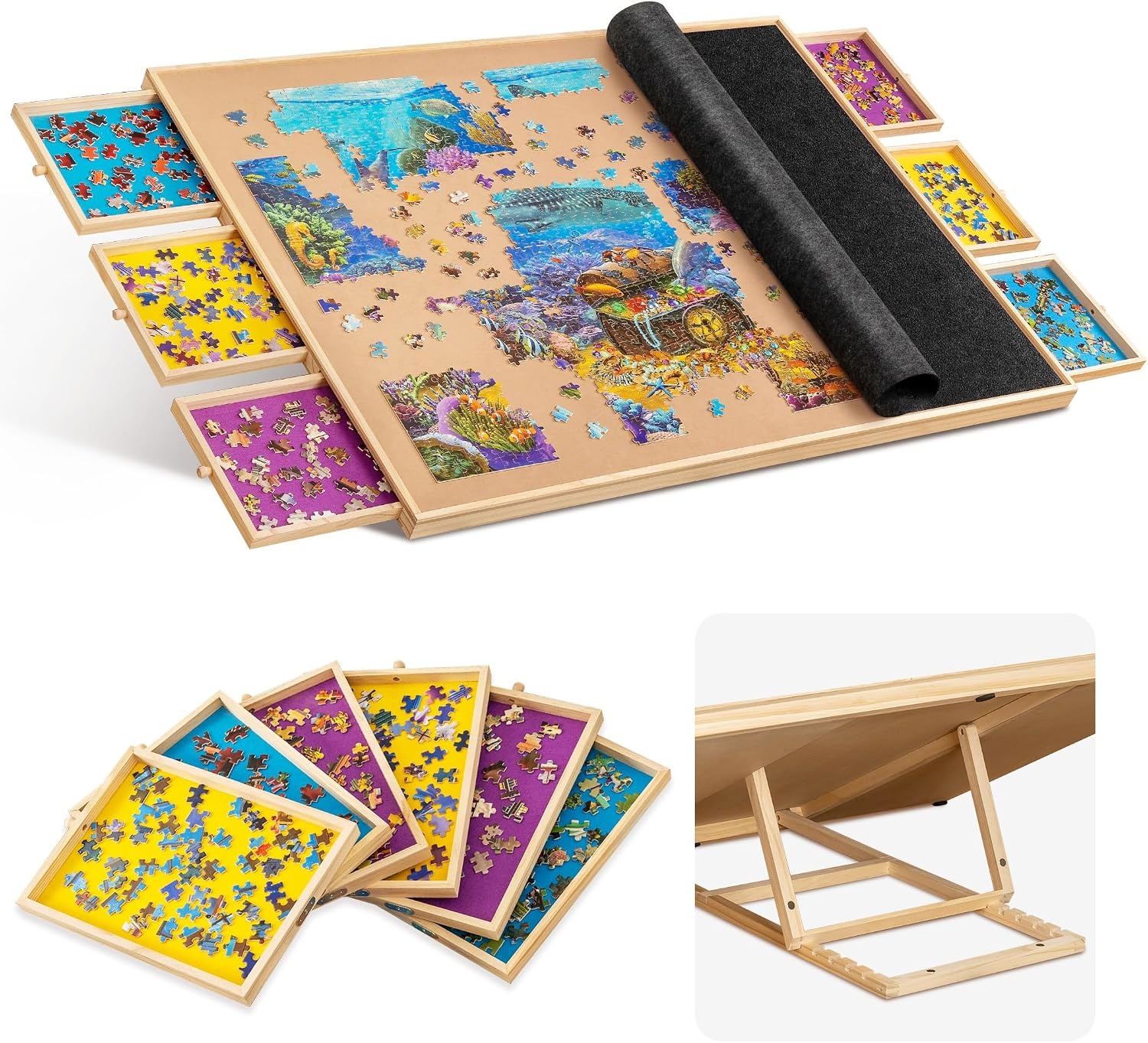 Kantelbaar Puzzelbord met Laden & Deksel - 2000 Stuks