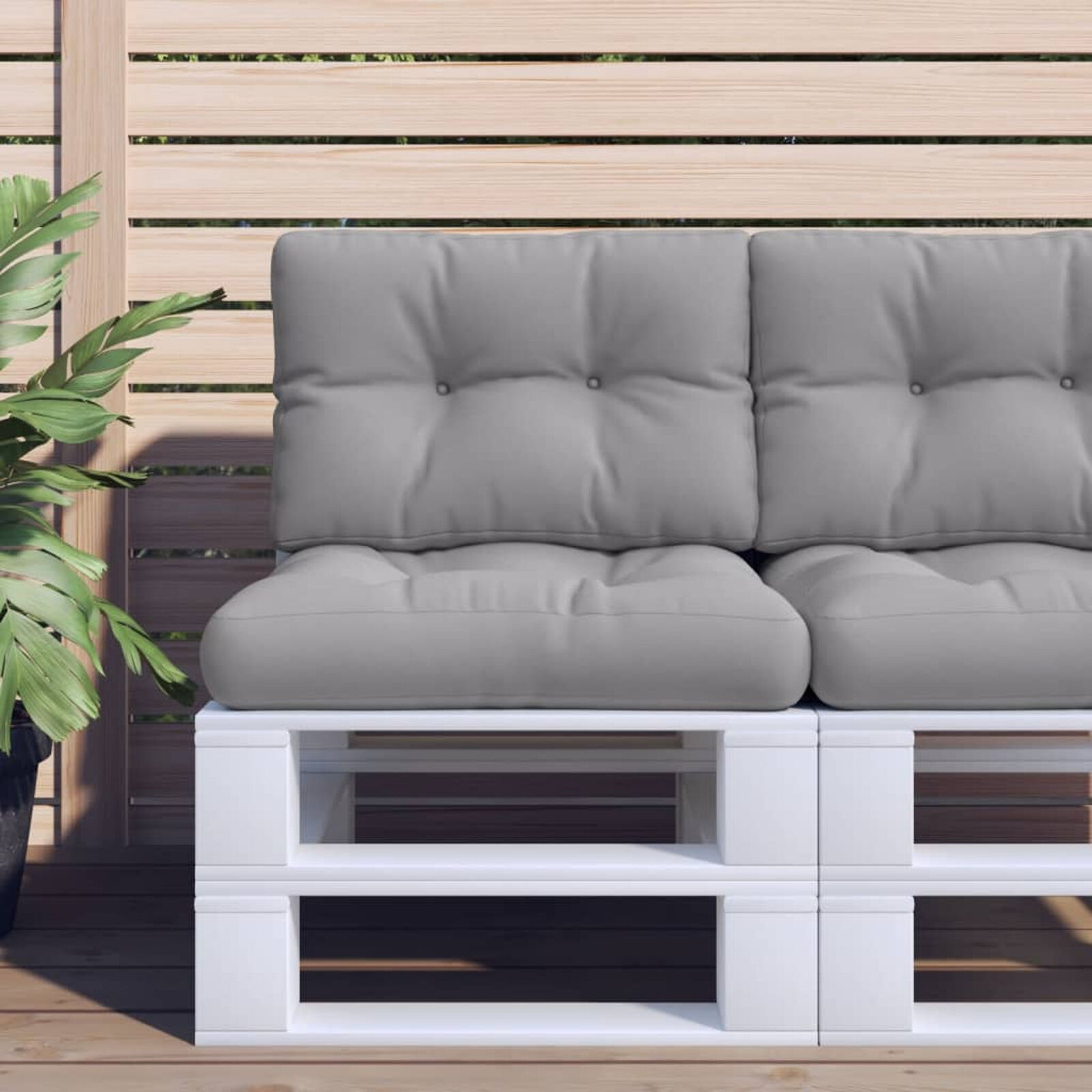 vidaXL Palletkussens 2 stuks - Stof Grijs - 33% Korting