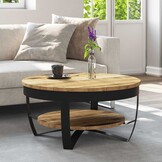 VidaXL Salontafel Massief Mangohout & Staal 65x32 cm - 30% Korting