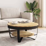 VidaXL Salontafel Massief Mangohout & Staal 65x32 cm - 30% Korting