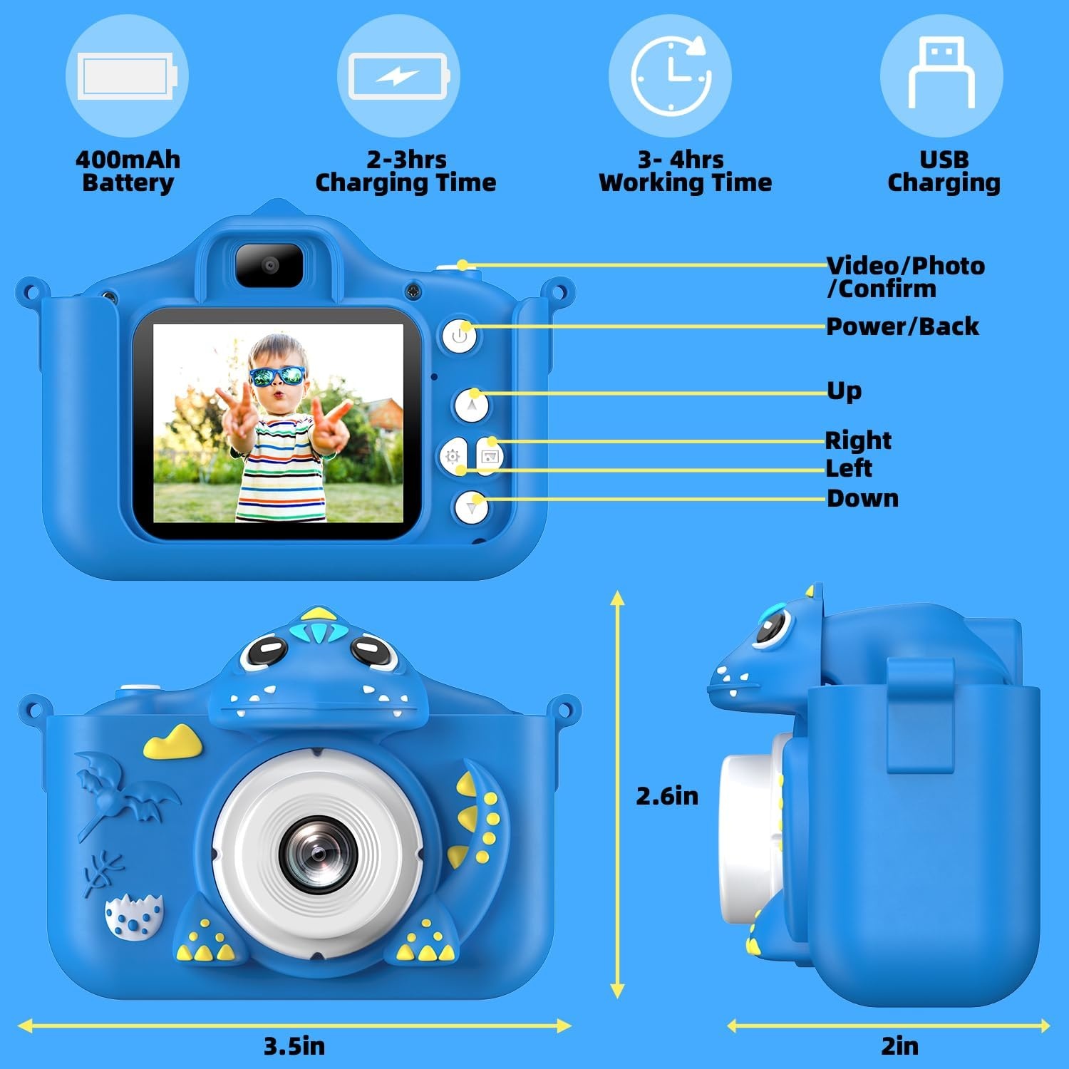 Digitale Kindercamera Blauw - 64GB - 33% Korting