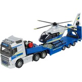 MOJORETTE - Grand Series Volvo FH-16 politievrachtwagen (35 cm) en Airbus H135 (25,5 cm), schaal 1:43, van metaal en kunststof, met Volvo en Airbus licentie (21371600038)
