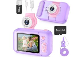 Digitale Kindercamera Blauw 1080P HD met 180° Draaibare Lens - 35% Korting!
