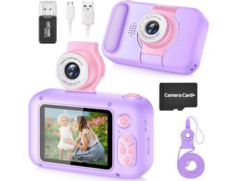 ARNSSIEN Kids Camera met 180°Draaibare Lens & 1080P HD,2,4" Groot Scherm | Digitale kindercamera voor Jongens en Meisjes van 3-12 Jaar,foto's/filmpjes,fotocamera voor kinderen Verjaardagscadeau,X101