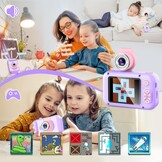 ARNSSIEN Kids Camera met 180°Draaibare Lens & 1080P HD,2,4" Groot Scherm | Digitale kindercamera voor Jongens en Meisjes van 3-12 Jaar,foto's/filmpjes,fotocamera voor kinderen Verjaardagscadeau,X101