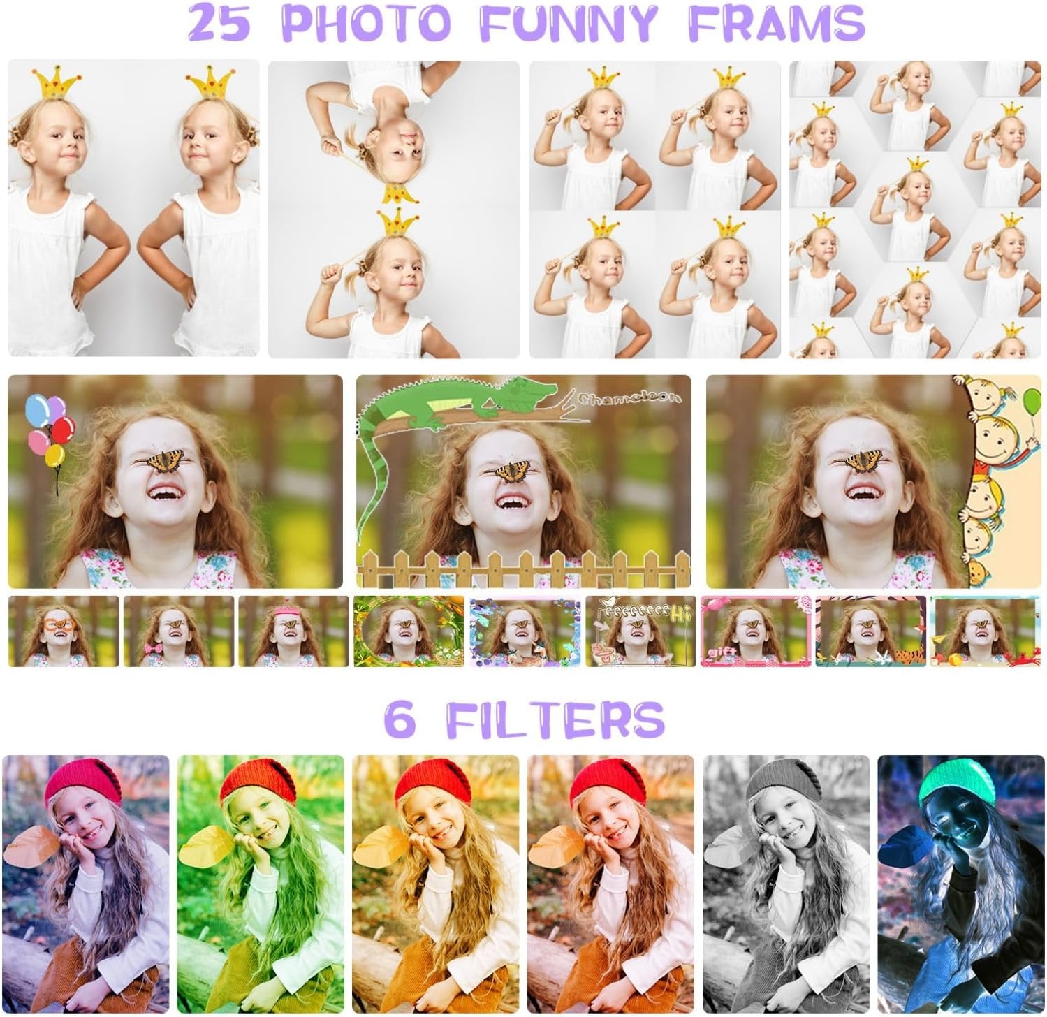 ARNSSIEN Kids Camera met 180°Draaibare Lens & 1080P HD,2,4" Groot Scherm | Digitale kindercamera voor Jongens en Meisjes van 3-12 Jaar,foto's/filmpjes,fotocamera voor kinderen Verjaardagscadeau,X101