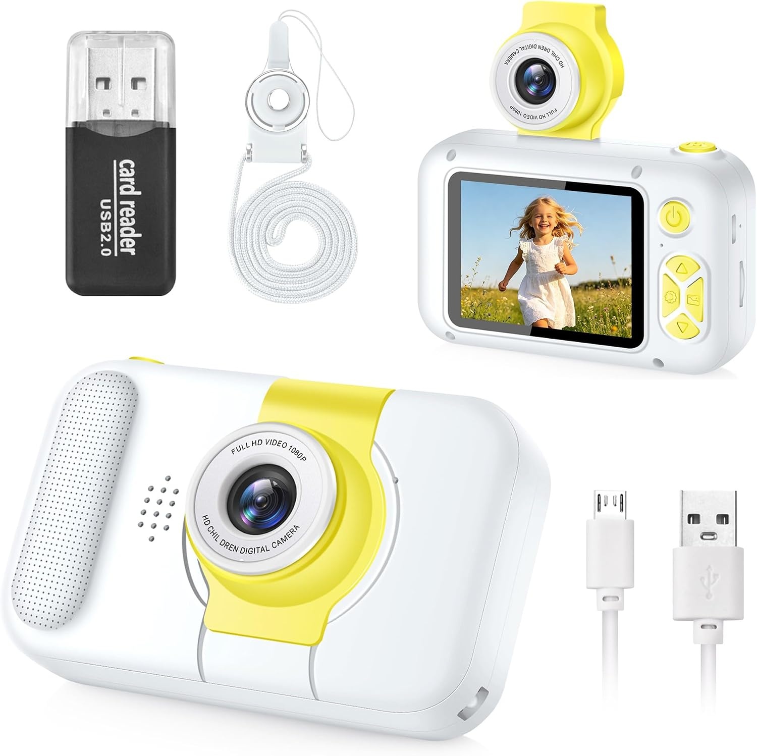 ARNSSIEN Kids Camera met 180°Draaibare Lens & 1080P HD,2,4" Groot Scherm | Digitale kindercamera voor Jongens en Meisjes van 3-12 Jaar,foto's/filmpjes,fotocamera voor kinderen Verjaardagscadeau,X101