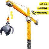 Dickie Toys - RC Titan Crane (150 cm) - Op afstand bestuurde speelgoedkraan met 360° rotatie en interactieve accessoires, speelkraan met afstandsbediening en licht voor kinderen vanaf 3 jaar, incl