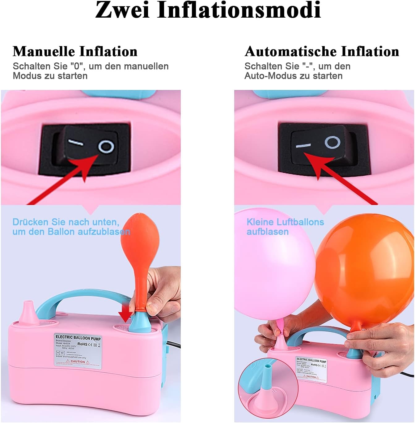 Deeplee Balloon Pump, Electric Balloon Air Pump Inflator Balloon Pump With Double Nozzle For Party, Birthday, Wedding And Festival Decoration
