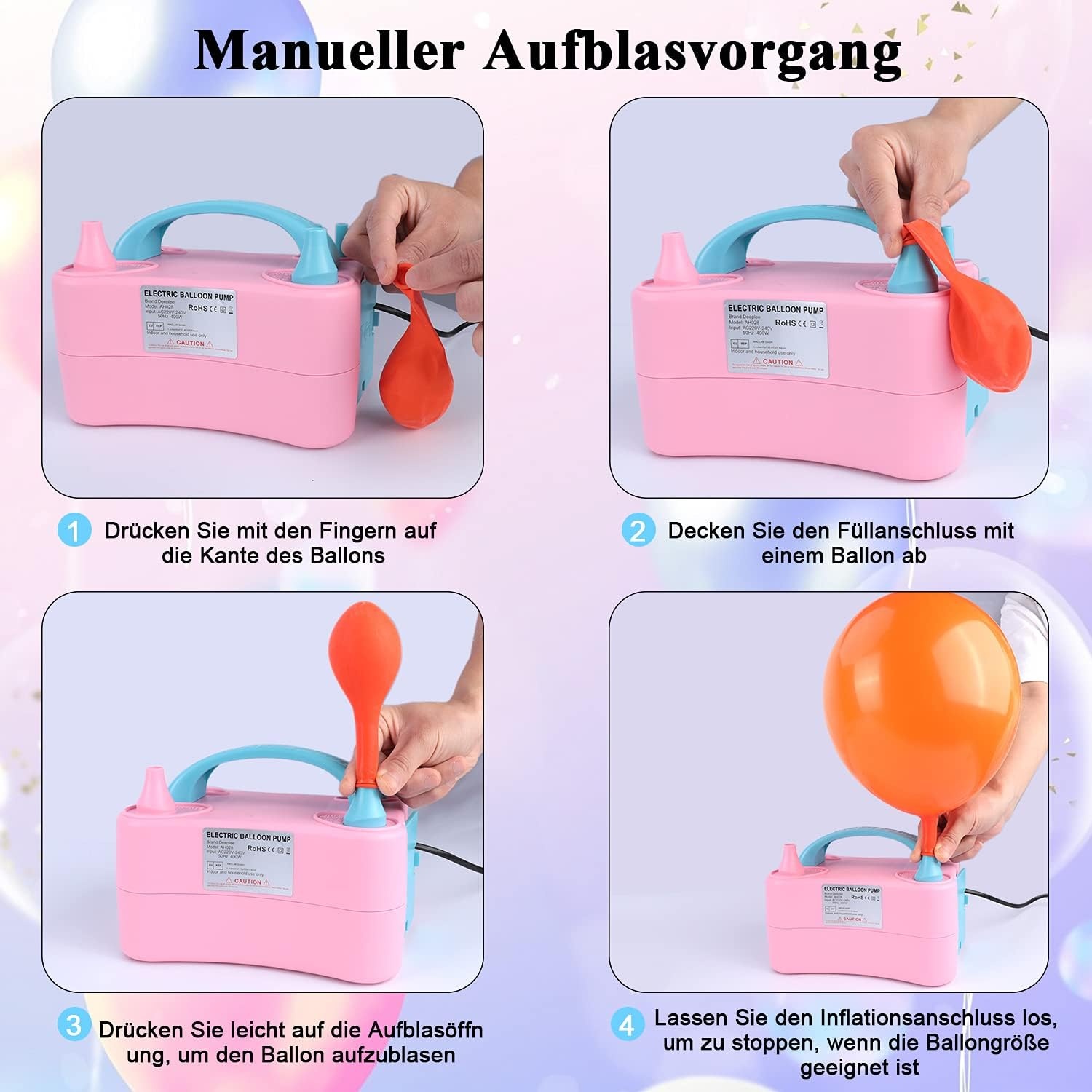 Deeplee Balloon Pump, Electric Balloon Air Pump Inflator Balloon Pump With Double Nozzle For Party, Birthday, Wedding And Festival Decoration