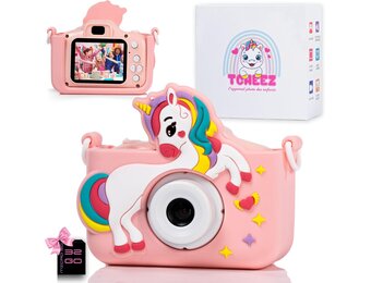 HD-kindercamera, stimuleert de creativiteit - Kindercamera vanaf 3 jaar, cadeau-idee. SD beschikbaar, 1080p -N.1 digitale camera's voor kinderen, cadeau voor meisjes van 4 jaar