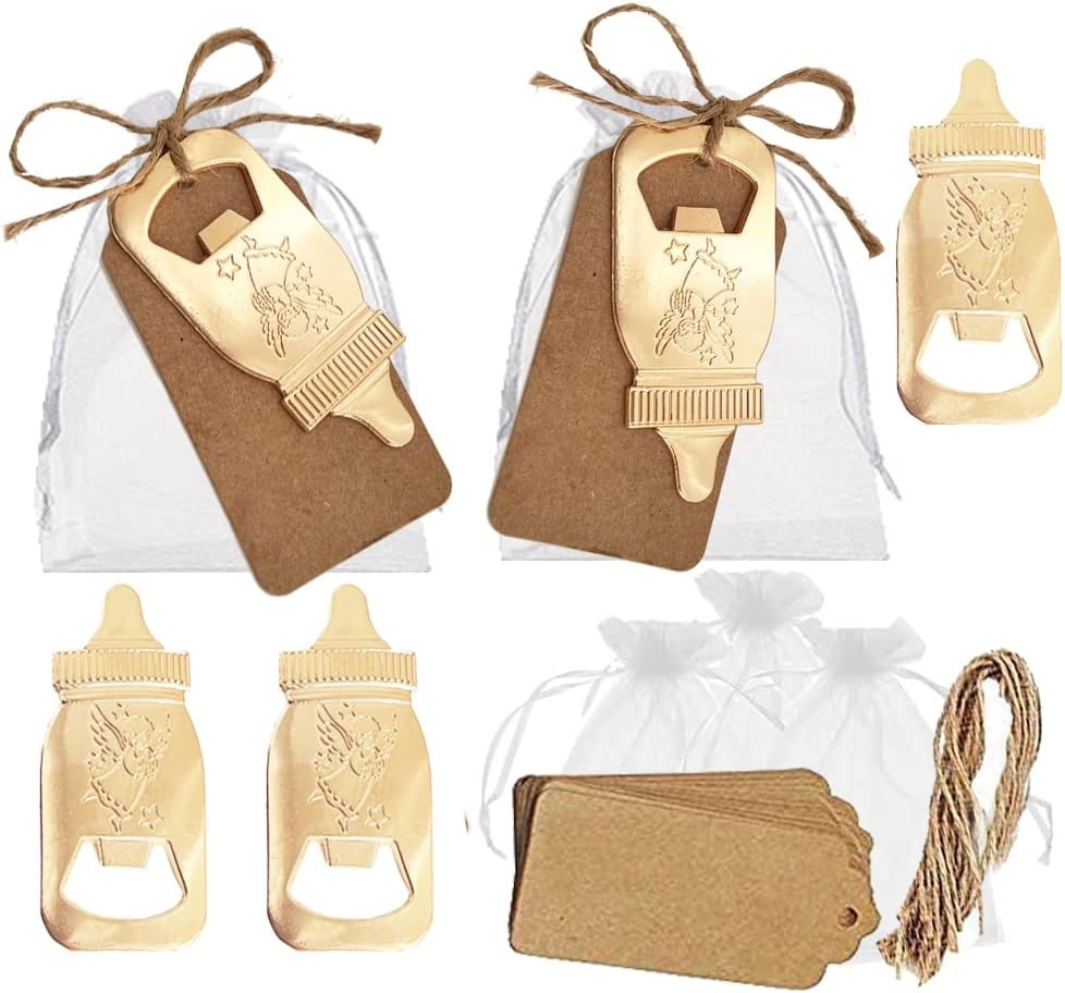 30 stuks flesopeners in flesvorm met transparante tas voor babyshower