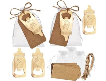 30 stuks flesopeners in flesvorm met transparante tas voor babyshower