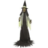 Animatronic Heksenfiguur XXL 300 cm - Halloween Decoratie - Zwart/Wit