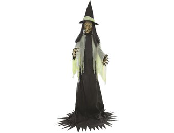 Animatronic Heksenfiguur XXL 300 cm - Halloween Decoratie - Zwart/Wit