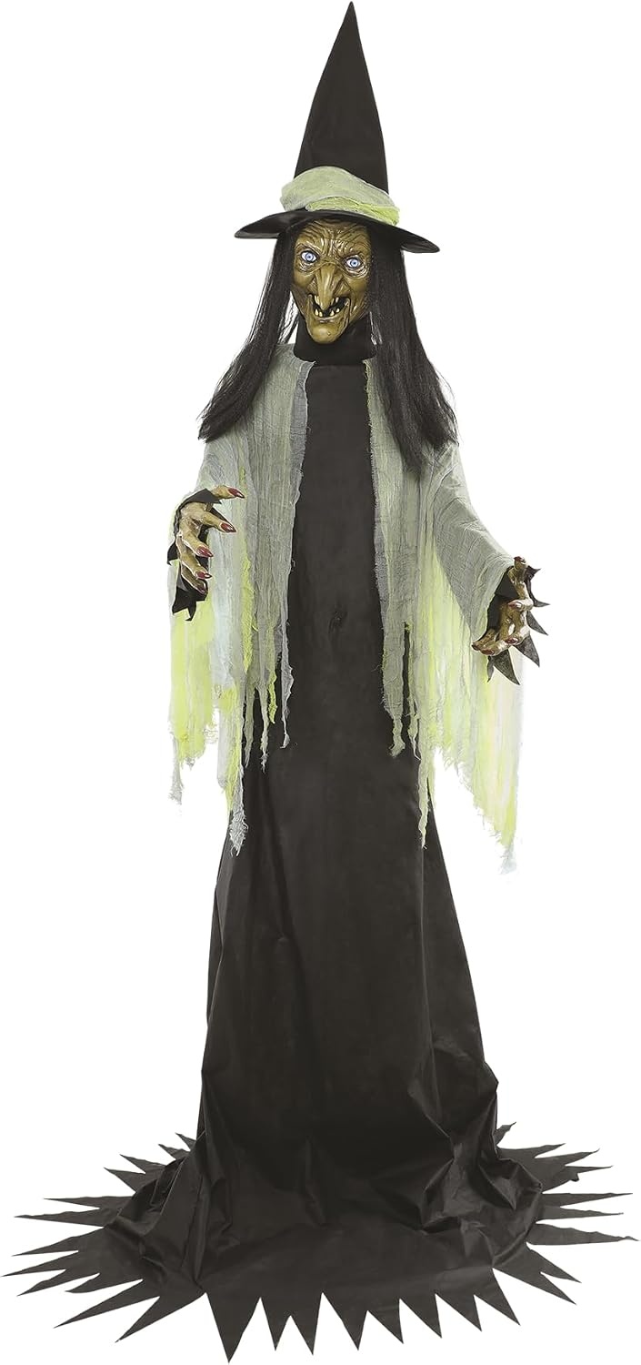 Animatronic Heksenfiguur XXL 300 cm - Halloween Decoratie - Zwart/Wit